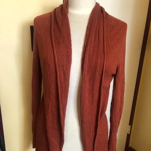Rust Orange, shawl collar ribbed cardigan soft